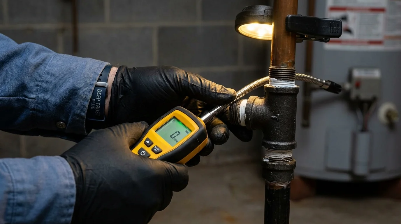 Gas leak detection with electronic sniffer by Johns Plumbing LLC in Stowe